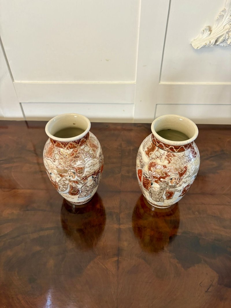 Pair of Antique Edwardian Quality Satsuma Vases - Image 3